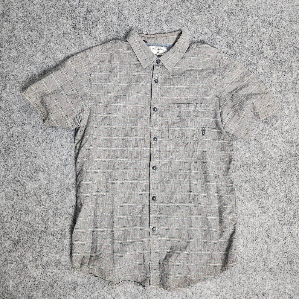 Billabong Tailored Fit Stretch Shirt Men L Multicolor Colorblock Short‎ Sleeve